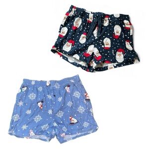 Set of 2 Old Navy Festive Christmas Pajama Shorts, Santa & Polar Bear, Size M